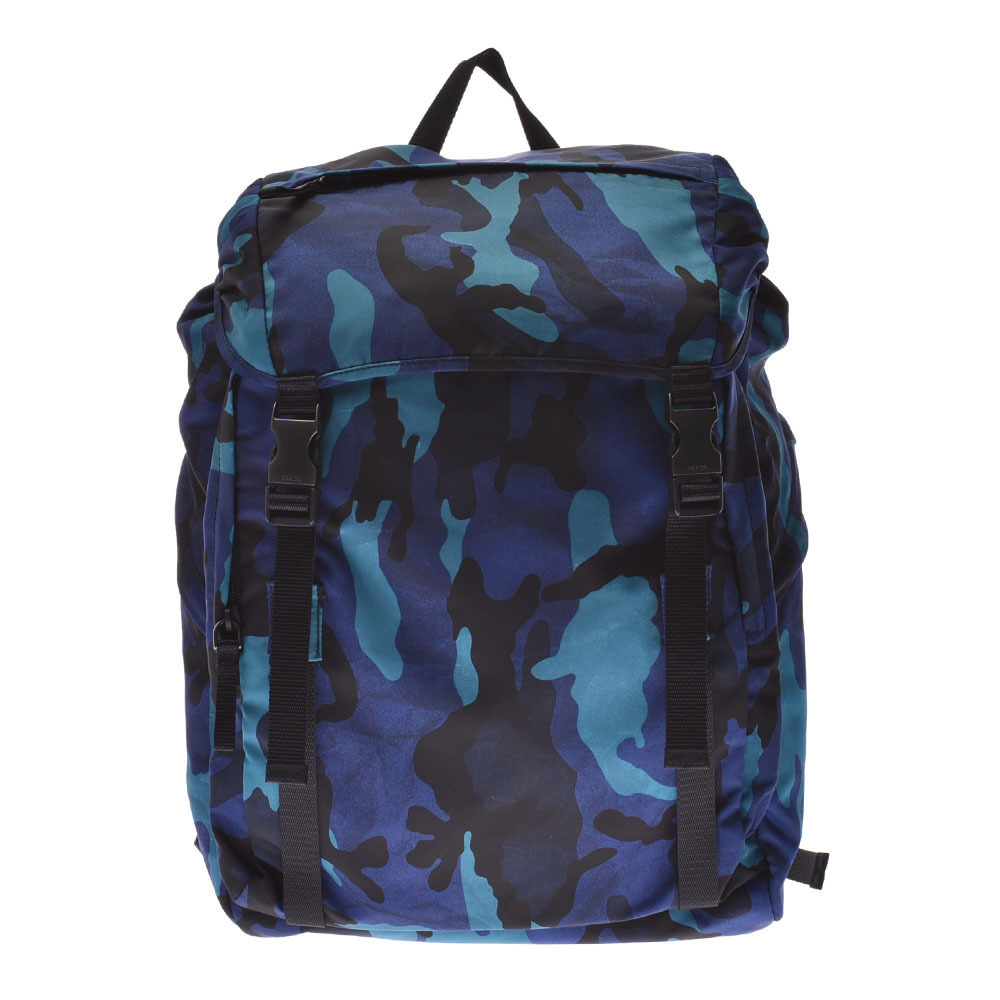 PRADA Camouflage Backpack Blue Nylon Daypack